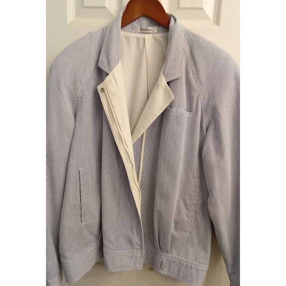 Condor Striped Jacket Full Zip Collared‎ Casual Coat Blue White Size Unknown